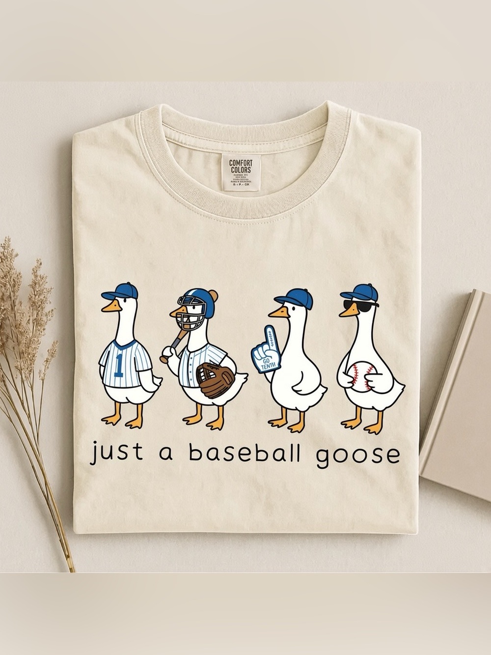 Just A Baseball Goose Comfort Color Tee, Sports Silly Goose